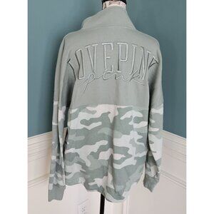 PINK M Victoria's Secret Embroidered Camo Pullover 1/4 Zip Sweatshirt